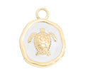 Sea Turtle Charm – 18K Gold Nautical Pendant with White Epoxy Waterproof Jewelry