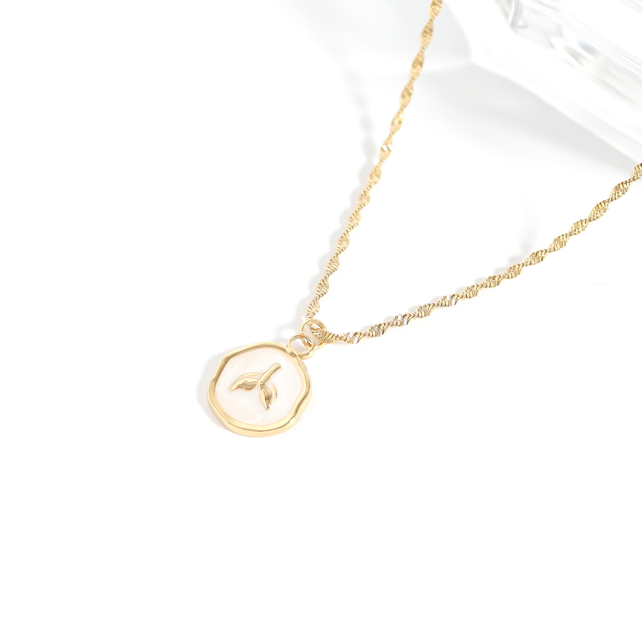 Whale Tail Charm – 18K Gold Pendant with White Epoxy | Nautical Ocean Jewelry