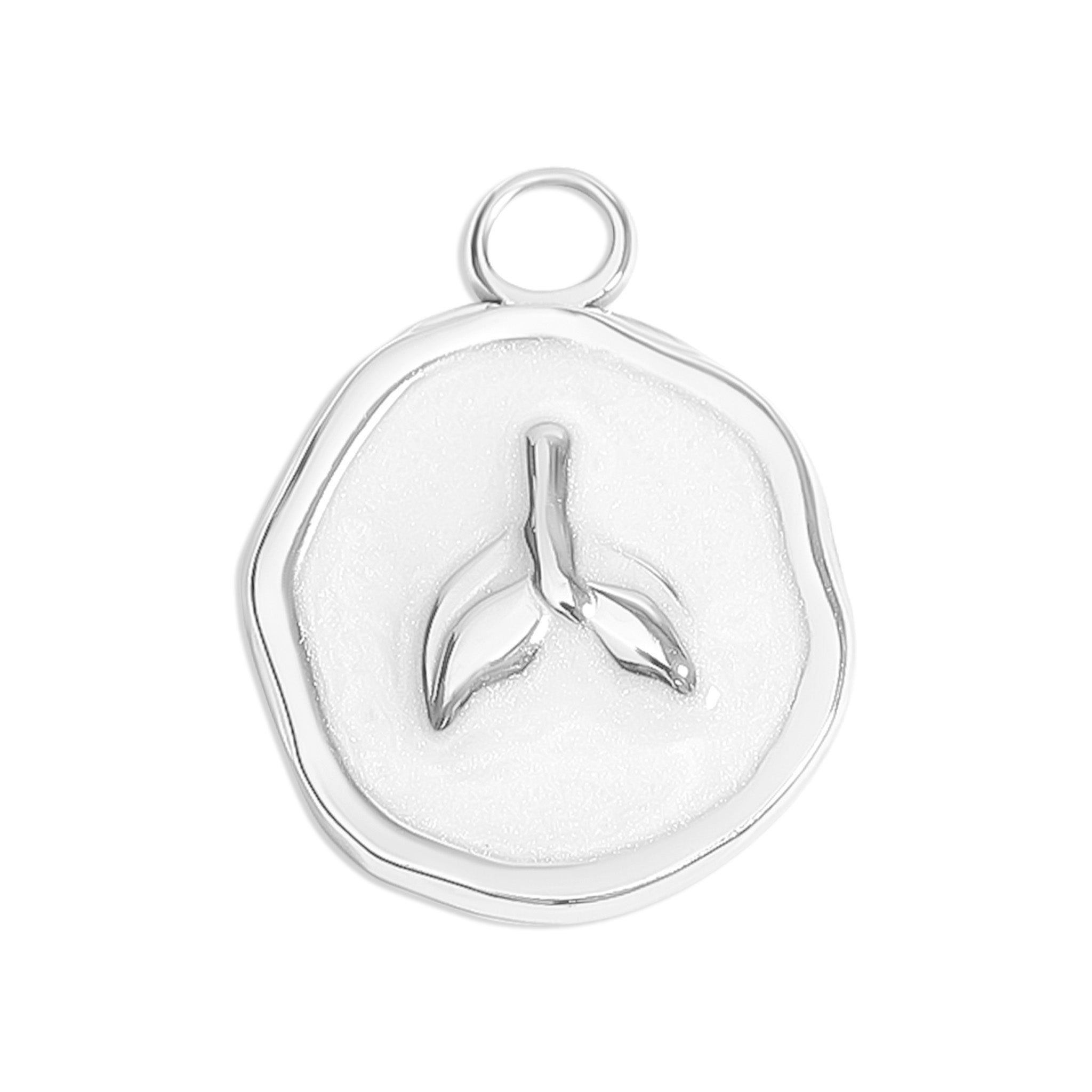 Whale Tail Charm – 18K Gold Pendant with White Epoxy | Nautical Ocean Jewelry