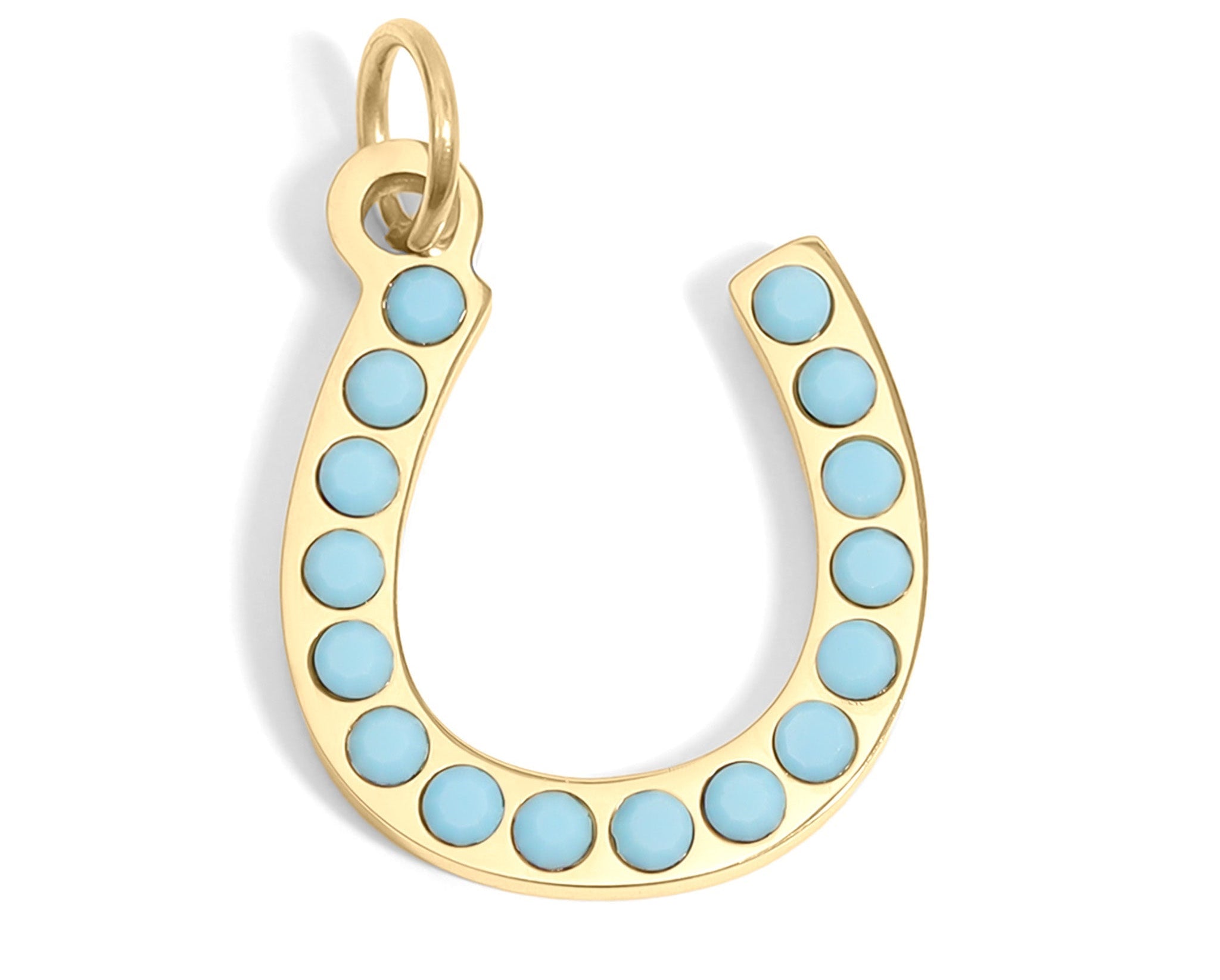 Horseshoe Charm – 18K Gold Stainless Steel Pendant With Turquoise Stone Accent
