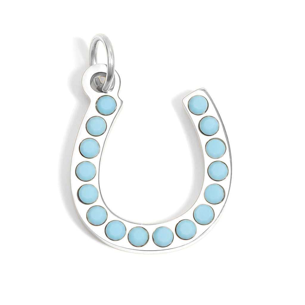 Horseshoe Charm – 18K Gold Stainless Steel Pendant With Turquoise Stone Accent