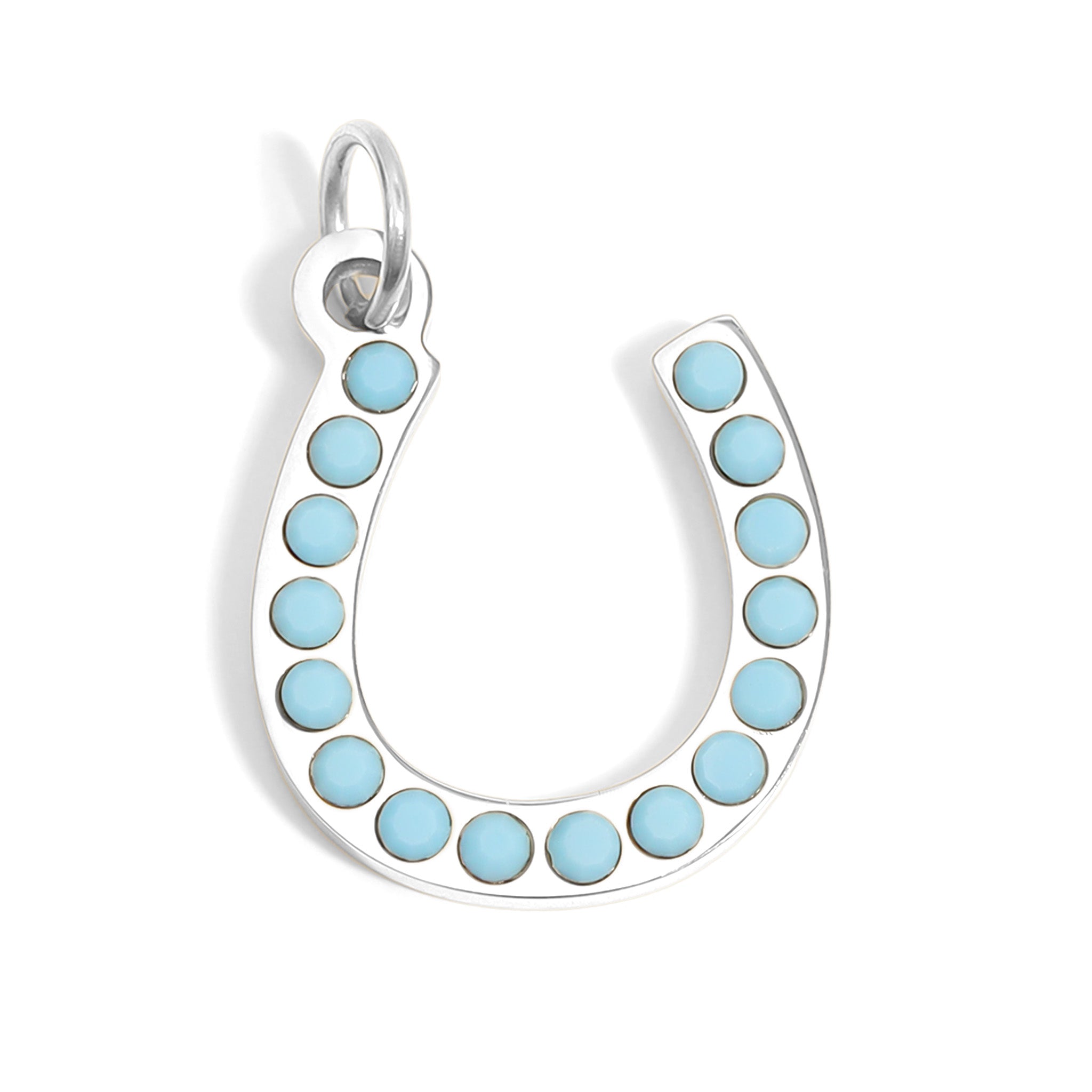 Horseshoe Charm – 18K Gold Stainless Steel Pendant With Turquoise Stone Accent