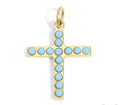 Gold Cross Charm – 18K Gold Pendant with Turquoise Stone | Hypoallergenic Stainless Steel