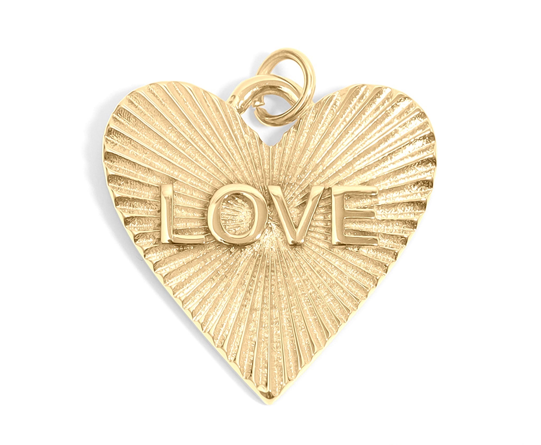 Heart Love Charm – Gold Stainless Steel Sunburst Pendant | Durable Stylish Accessory