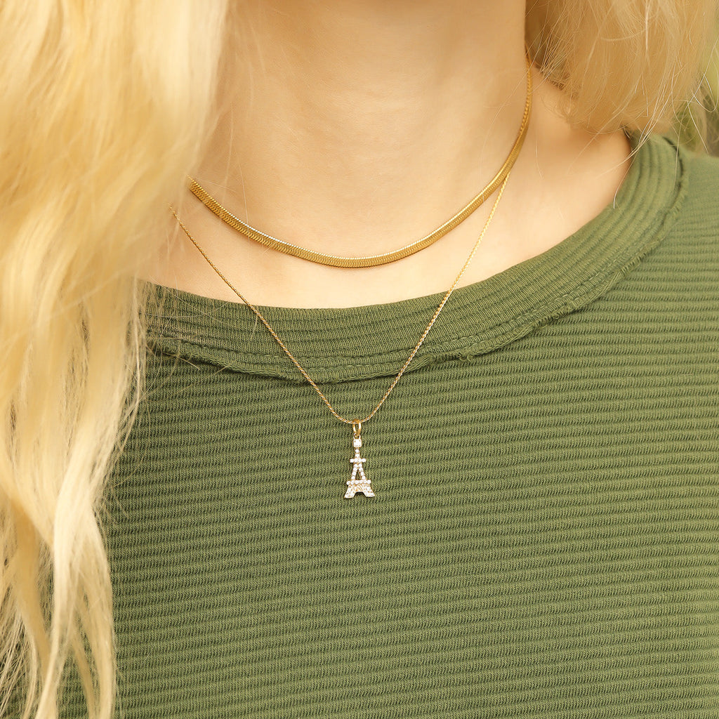 Eiffel Tower Charm – 18K Gold Pendant | Stainless Steel Hypoallergenic Jewelry