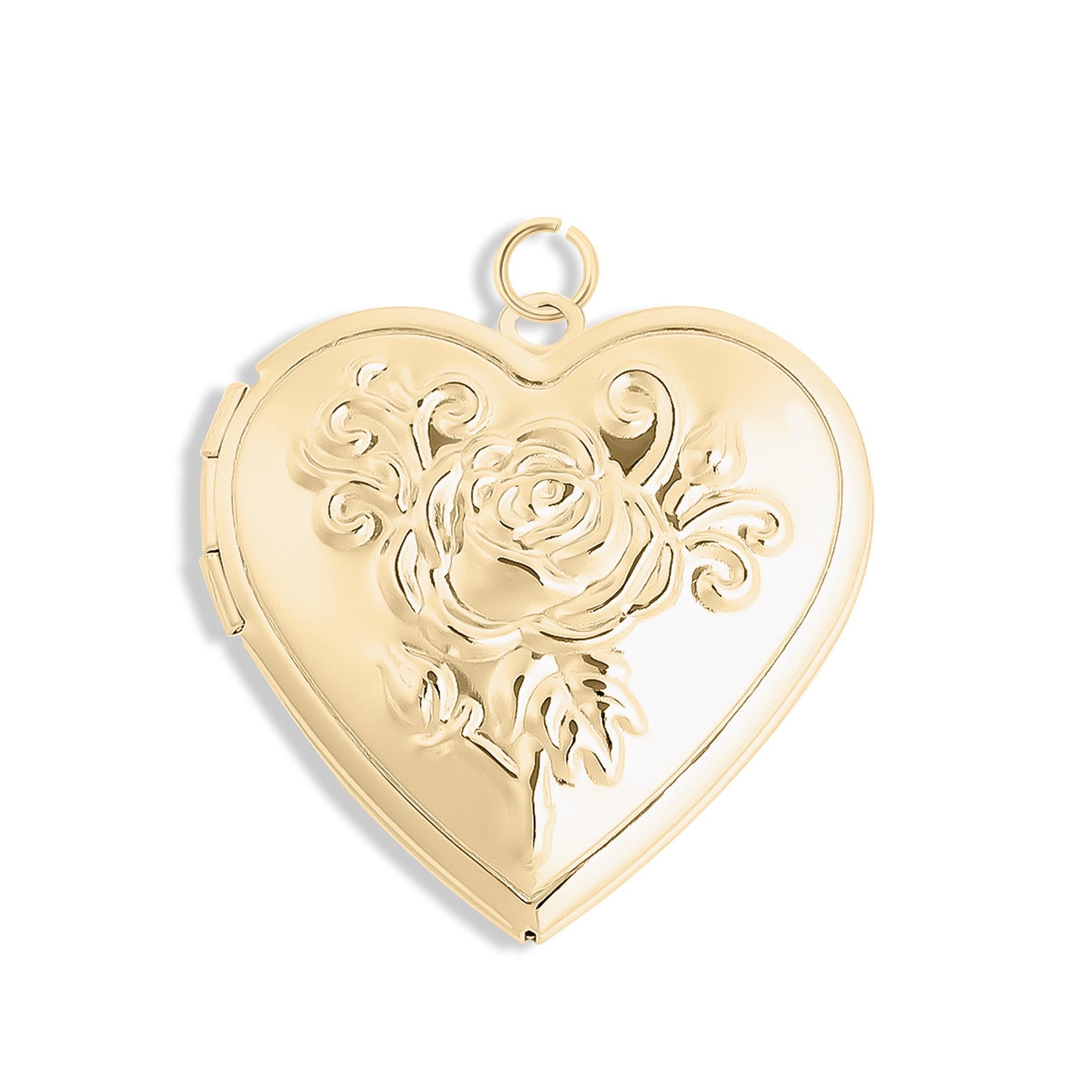 Rose Heart Locket – 18K Gold Pendant | Waterproof Stainless Steel Photo Holder