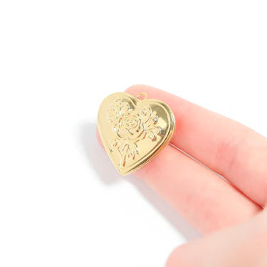 18K Gold PVD Stainless Steel Rose Heart Locket