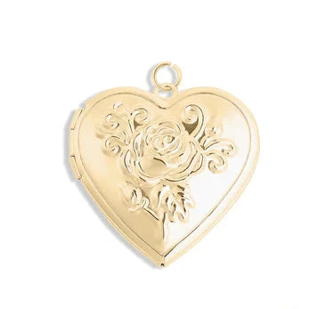 18K Gold PVD Stainless Steel Rose Heart Locket