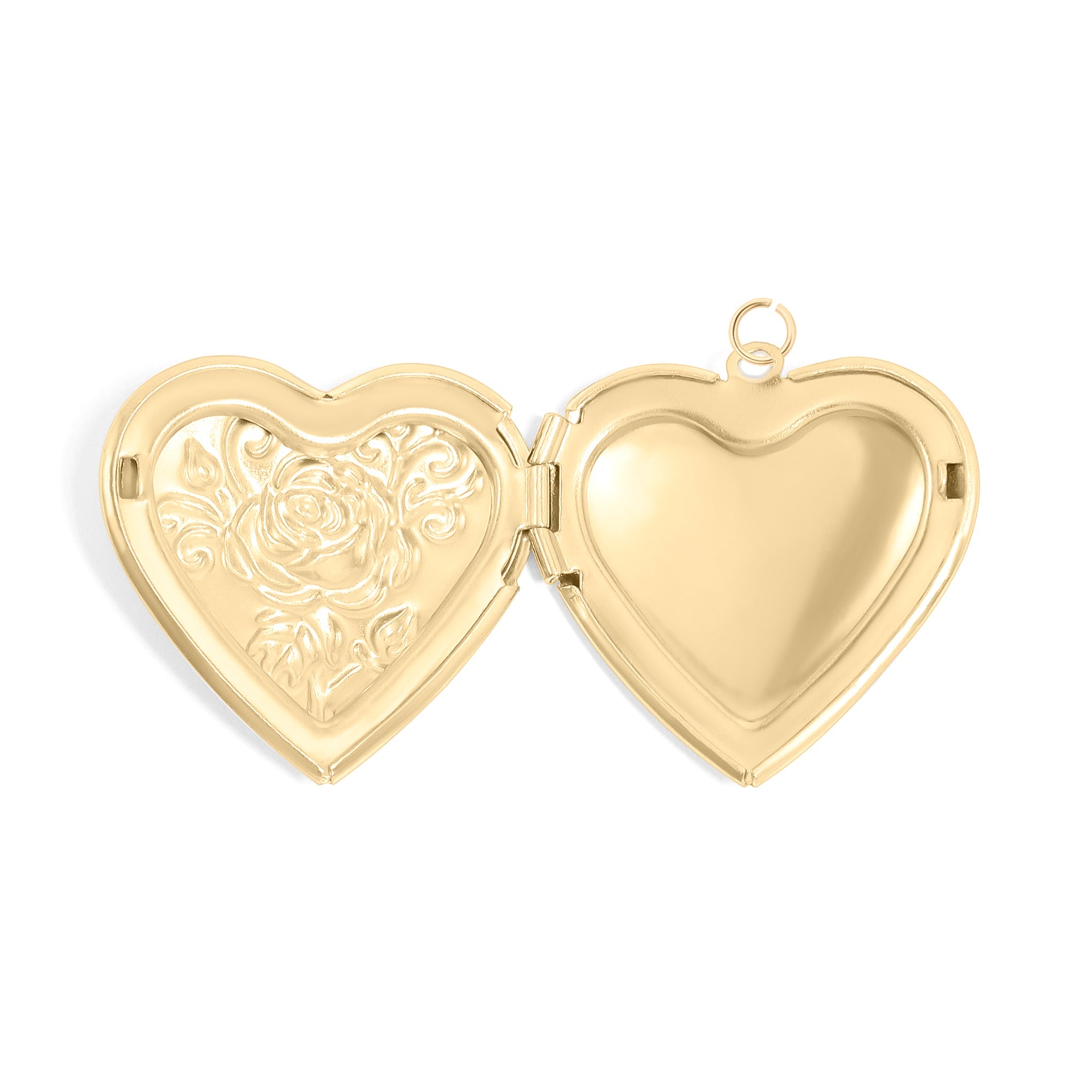 Rose Heart Locket – 18K Gold Pendant | Waterproof Stainless Steel Photo Holder