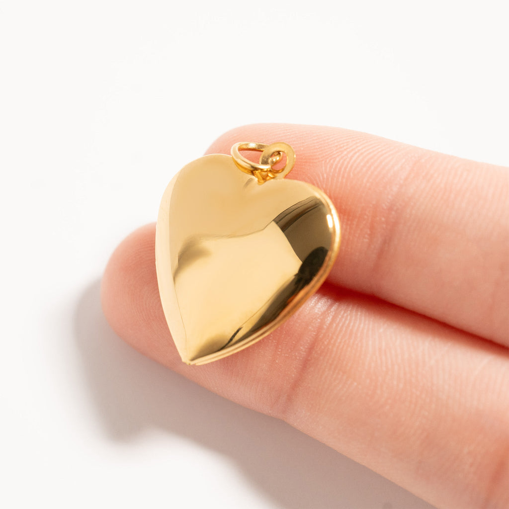 18K Gold Heart Locket – Stainless Steel Pendant | Photo Holder Keepsake Necklace