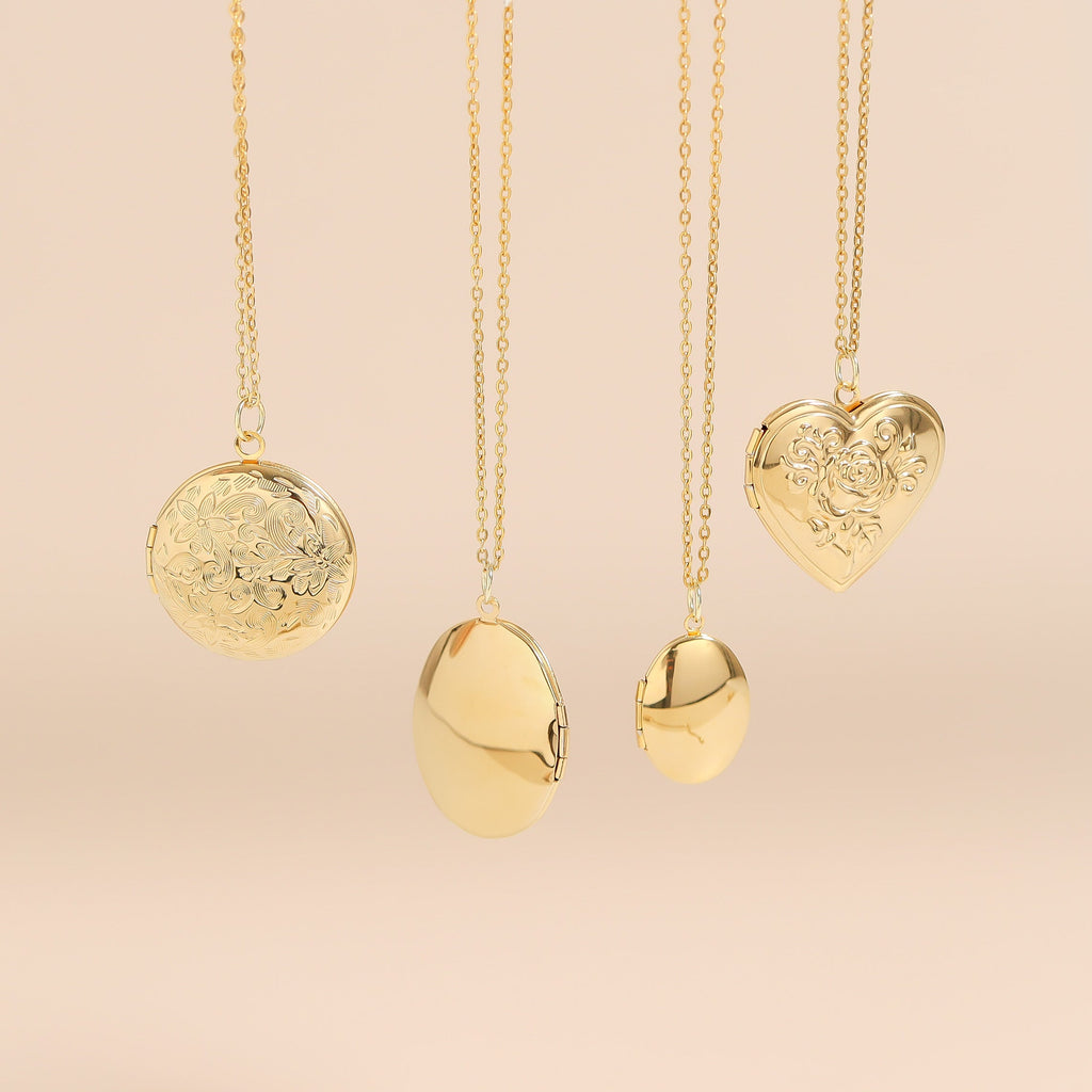 Gold Floral Locket – 18K Gold Jewelry | Round Keepsake Pendant, Hypoallergenic Charm