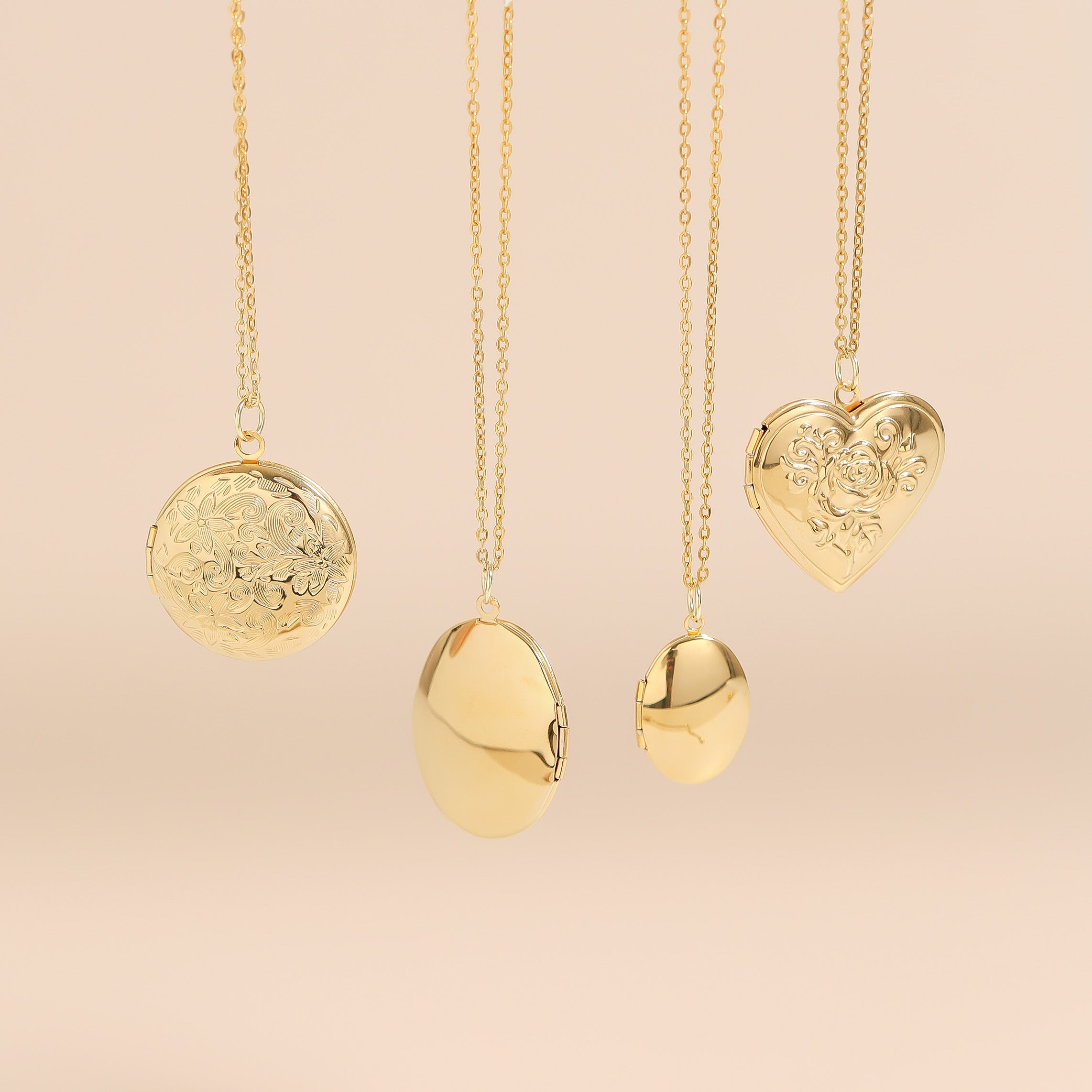 Gold Floral Locket – 18K Gold Jewelry | Round Keepsake Pendant, Hypoallergenic Charm