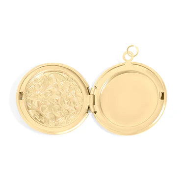 18K Gold PVD Stainless Steel Round Floral textured Locket