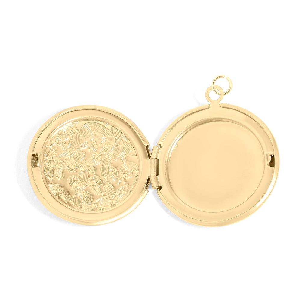 Gold Floral Locket – 18K Gold Jewelry | Round Keepsake Pendant, Hypoallergenic Charm
