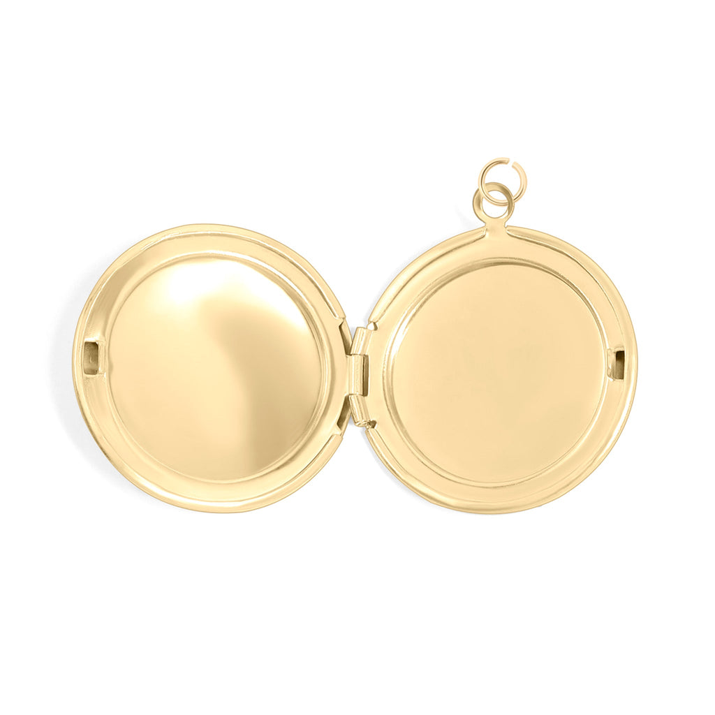 Gold Stainless Steel Locket – Classic Round Gold Pendant, Waterproof & Hypoallergenic Jewelry