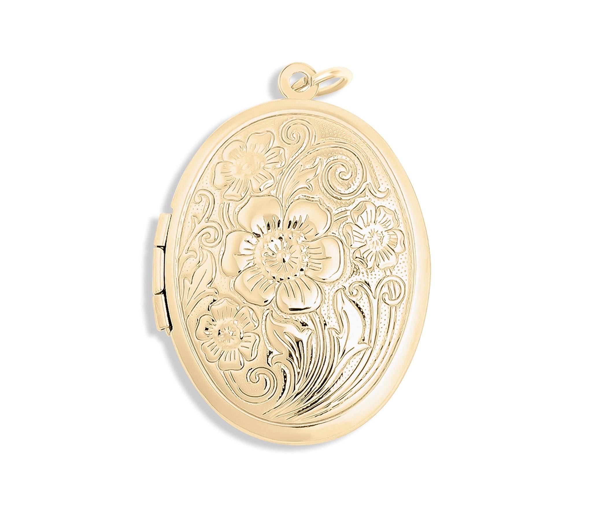 Gold Oval Locket – Textured Oval Pendant With Hidden Compartment | 18K Jewelry