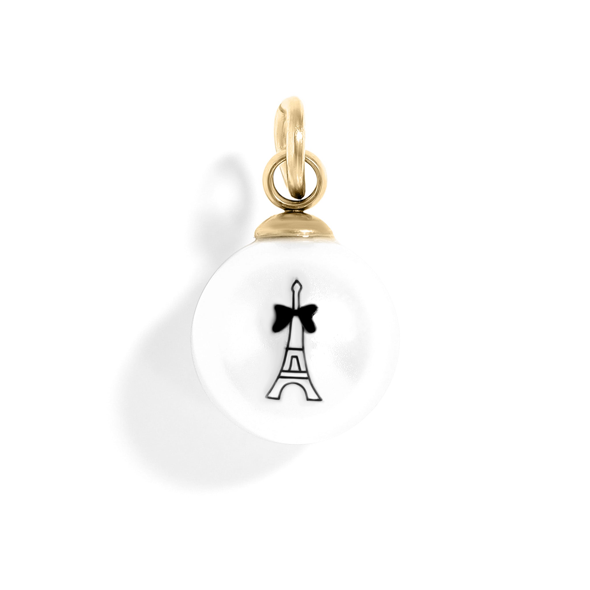 Eiffel Tower Pearl Charm – 8mm Gold Stainless Steel Classic Pendant