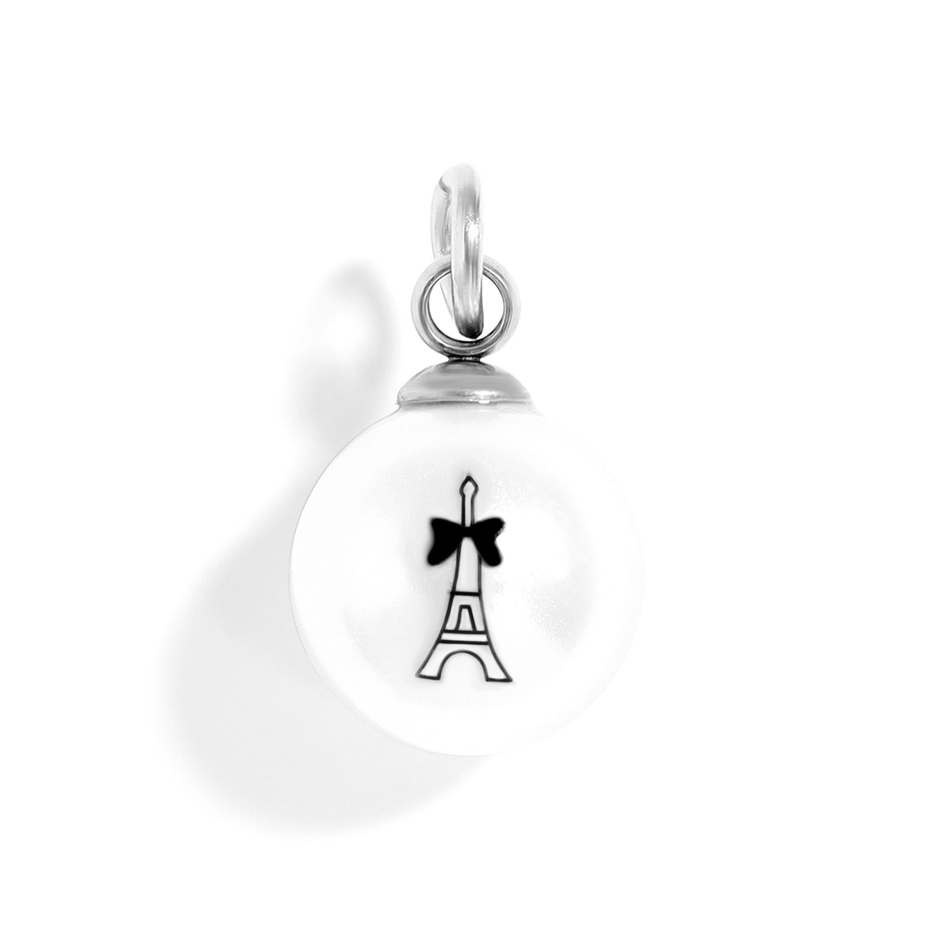 Eiffel Tower Pearl Charm – 8mm Gold Stainless Steel Classic Pendant