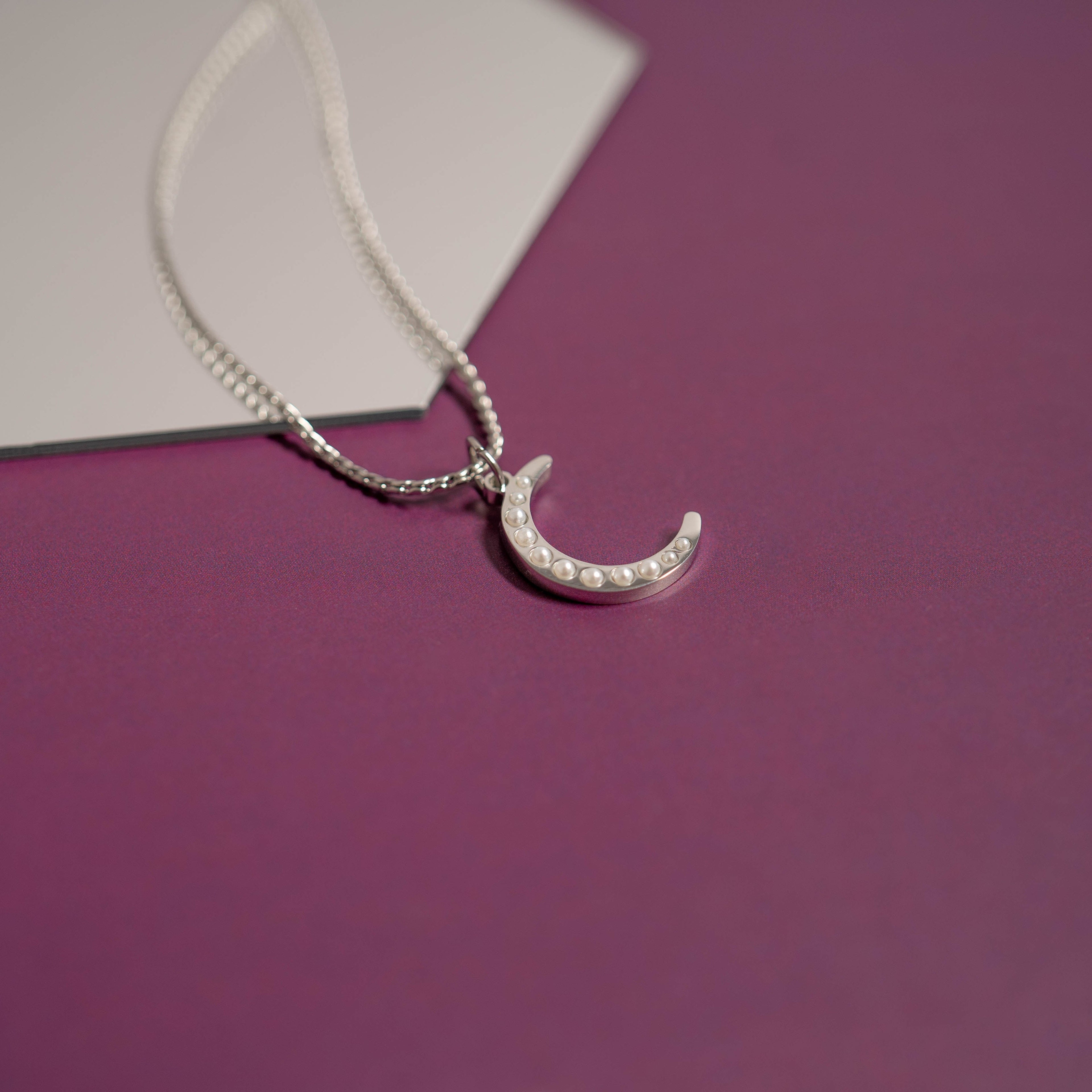 Gold Pearl Moon Charm – 18K Gold Pendant | Stainless Steel Crescent Jewelry