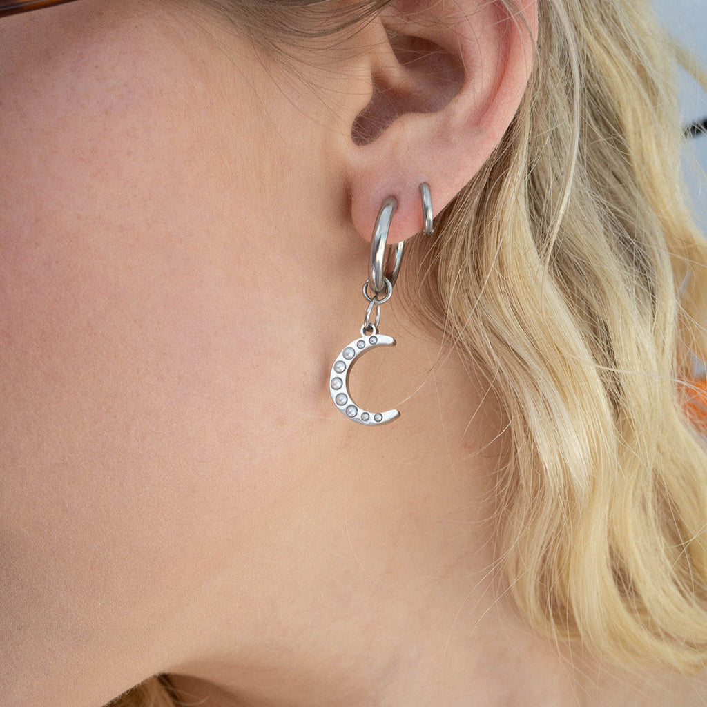 Gold Pearl Moon Charm – 18K Gold Pendant | Stainless Steel Crescent Jewelry