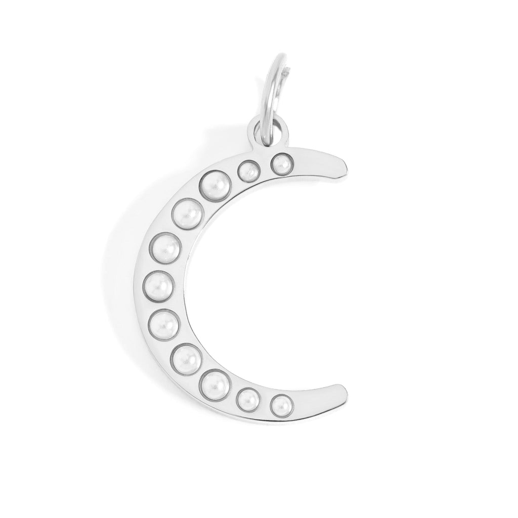 Gold Pearl Moon Charm – 18K Gold Pendant | Stainless Steel Crescent Jewelry
