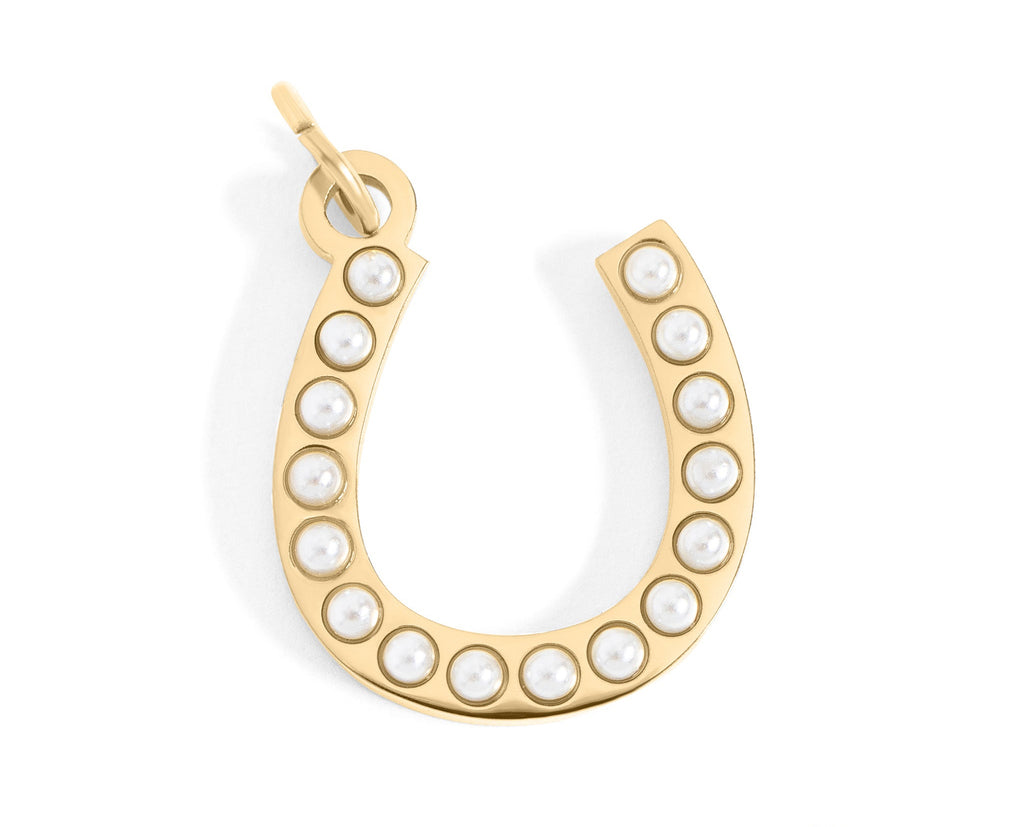 Pearl Horseshoe Charm – Gold PVD Coated Stainless Steel Luck Pendant