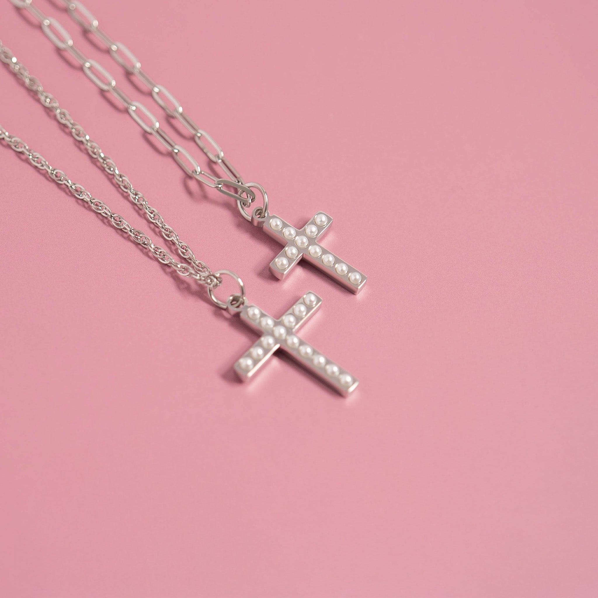 Gold Pearl Cross Charm – 18K Gold PVD Stainless Steel Hypoallergenic Jewelry