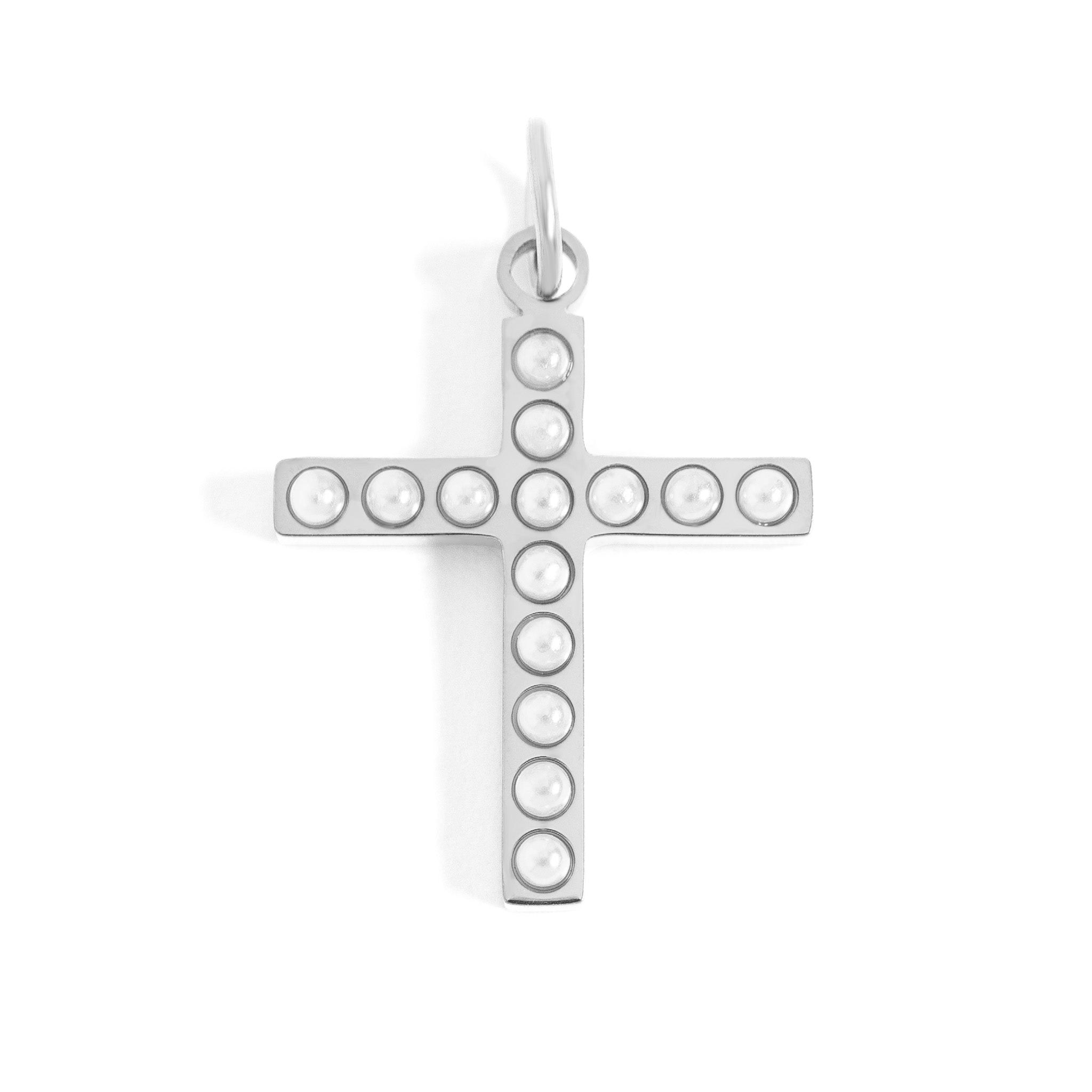 Gold Pearl Cross Charm – 18K Gold PVD Stainless Steel Hypoallergenic Jewelry