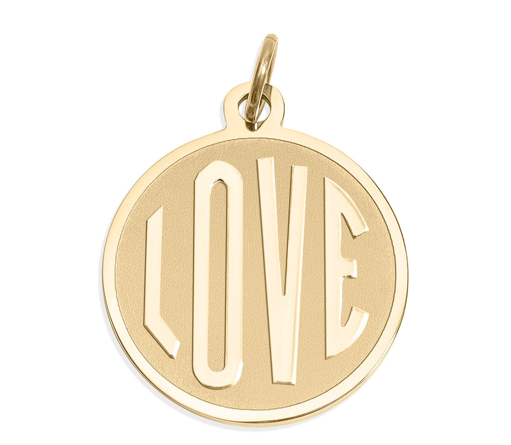 18K Gold Love Charm – Round Gold Pendant | PVD Coated Jewelry Accessory