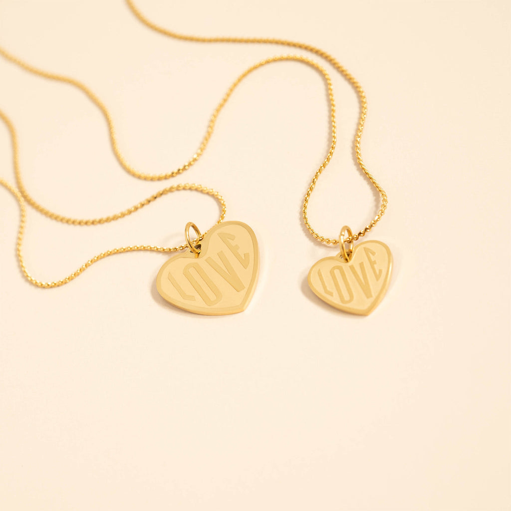 18K Gold Heart Charm – Polished Stainless Steel Pendant for Sensitive Skin