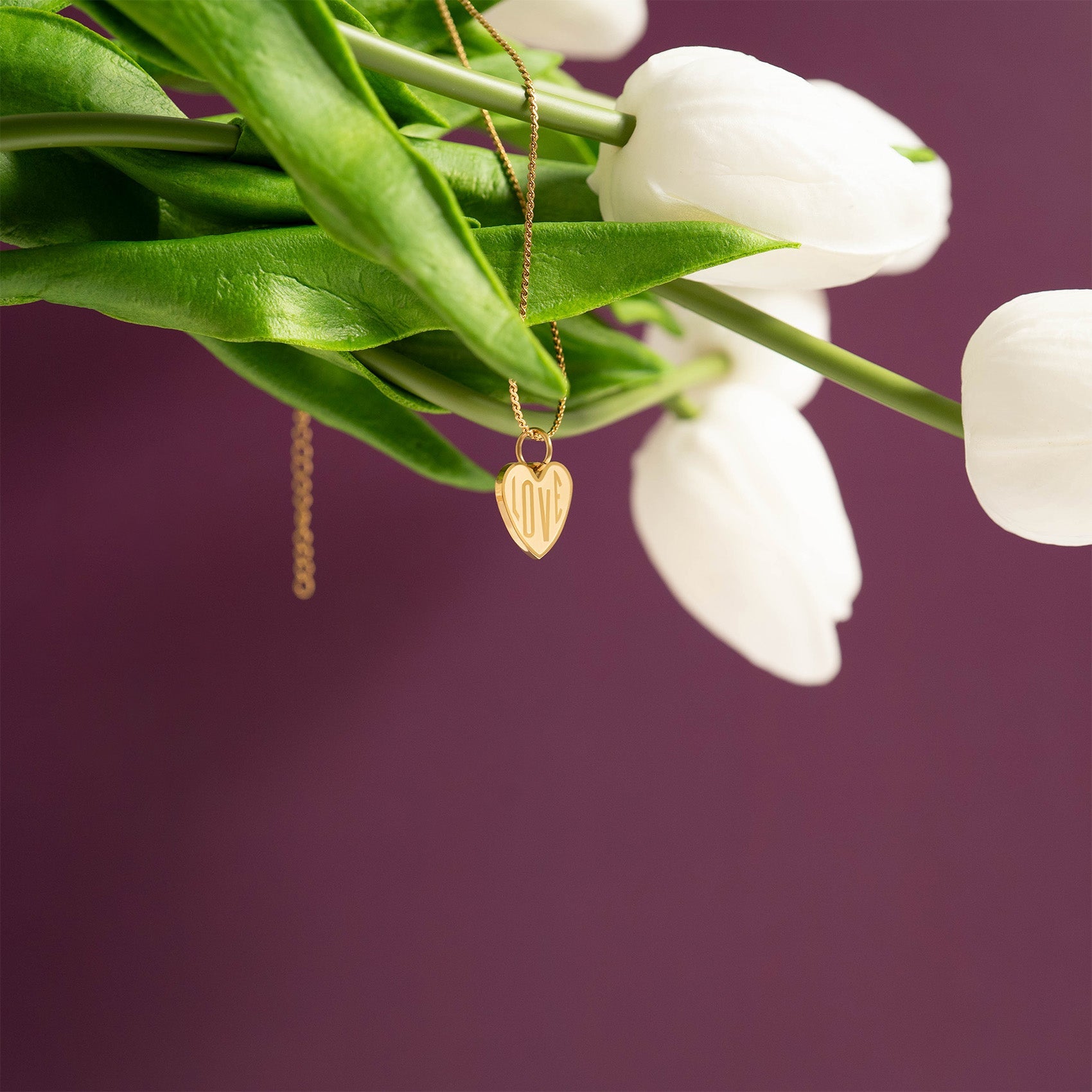 18K Gold Heart Charm – Polished Stainless Steel Pendant for Sensitive Skin