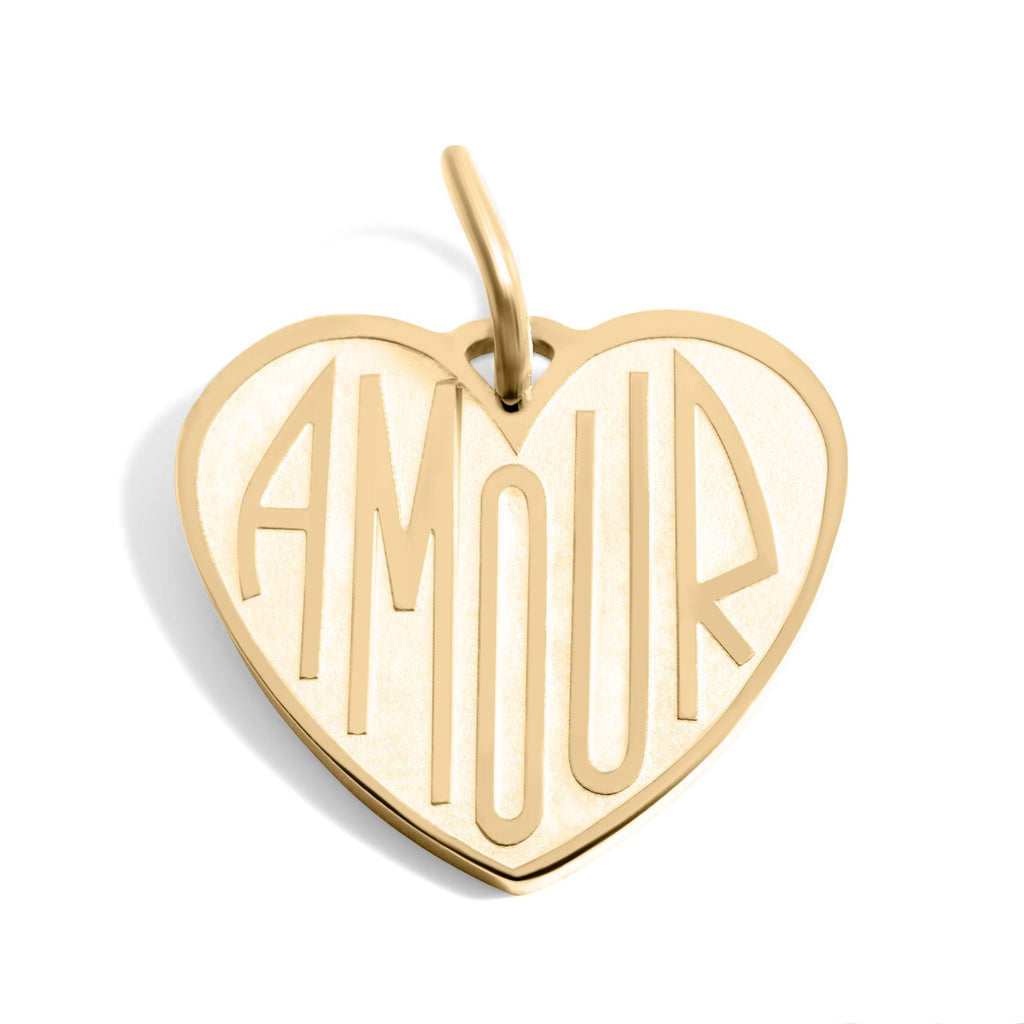 18K Gold Charm - Stainless Steel Heart Amour Pendant | Hypoallergenic PVD Coated Jewelry