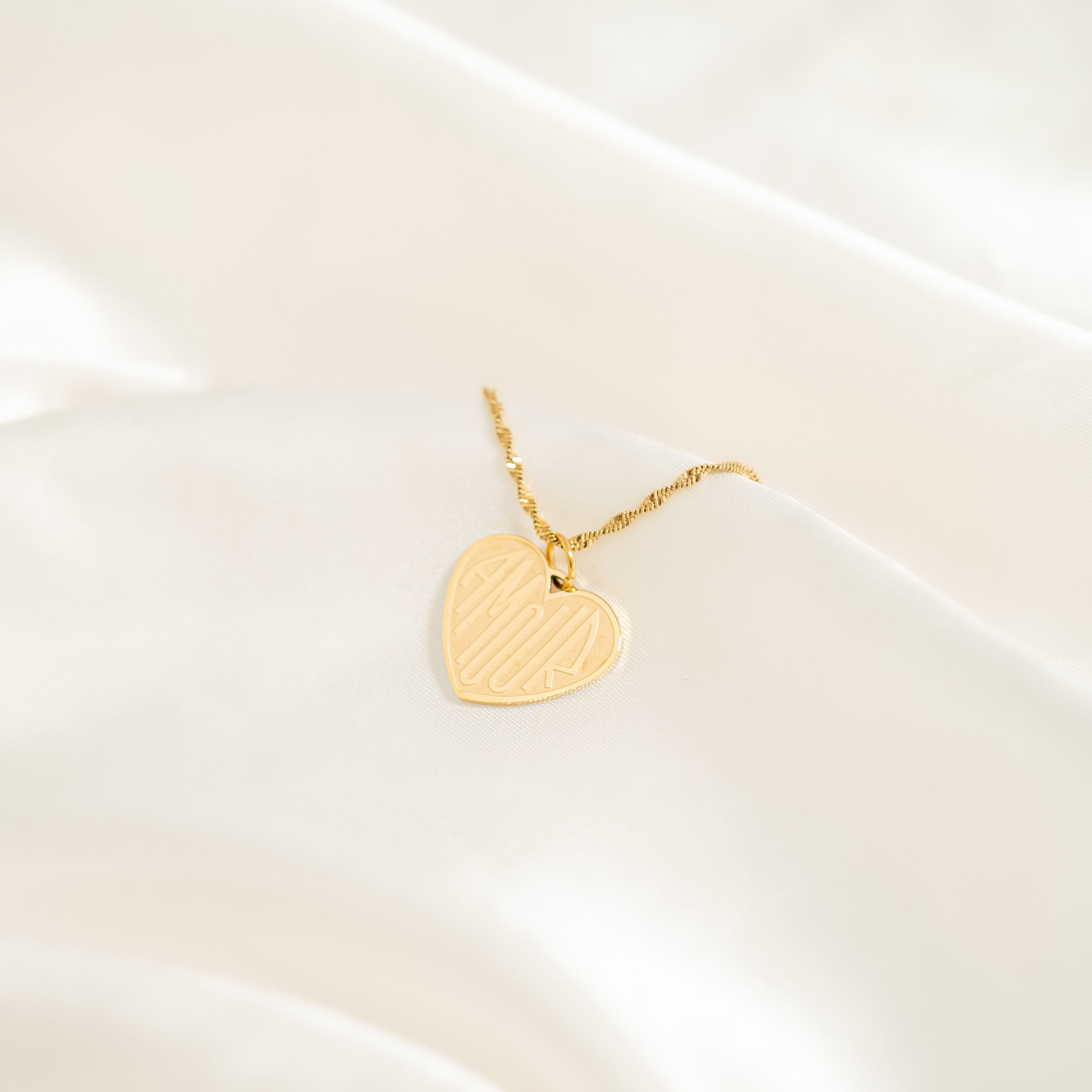 18K Gold Charm - Stainless Steel Heart Amour Pendant | Hypoallergenic PVD Coated Jewelry