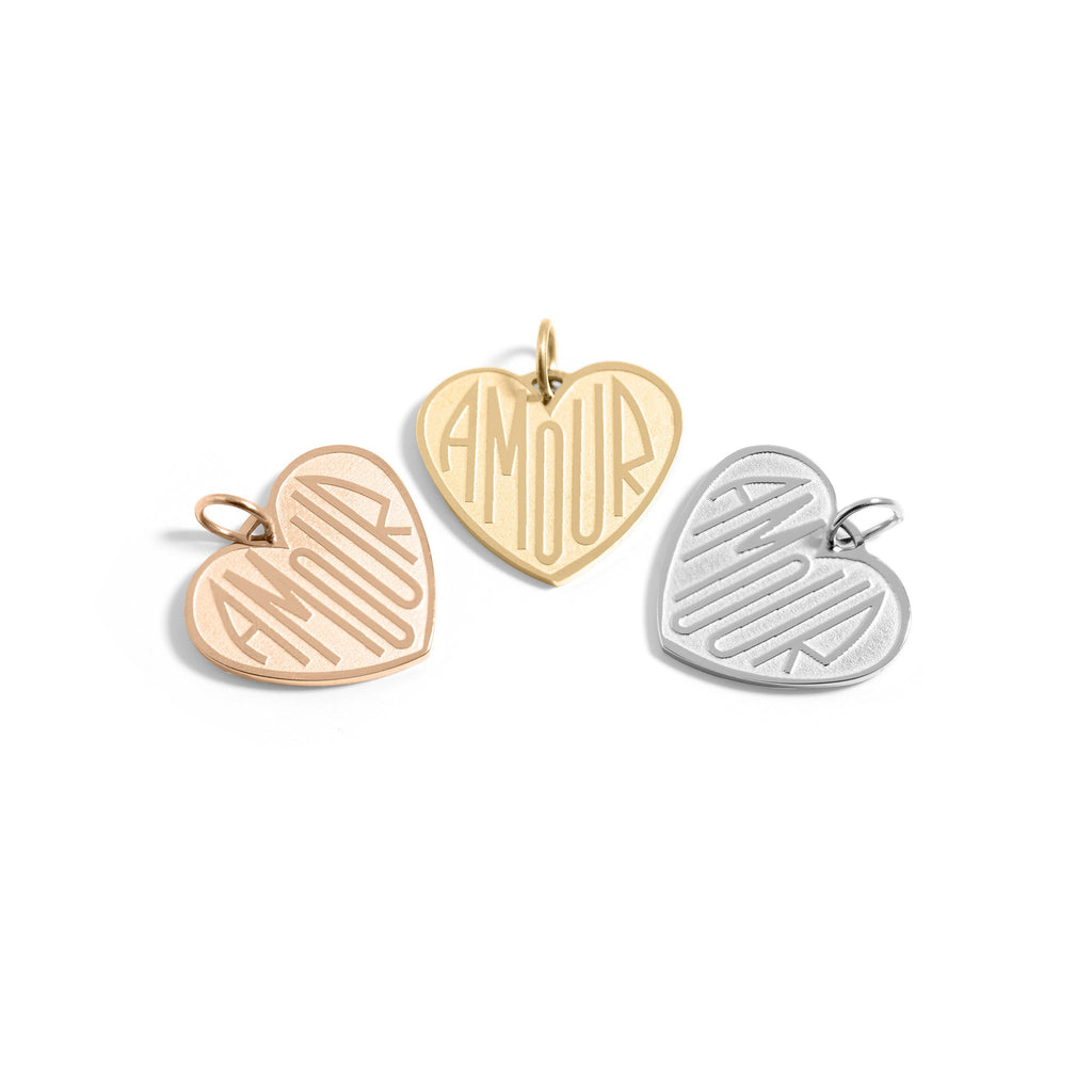 18K Gold Charm - Stainless Steel Heart Amour Pendant | Hypoallergenic PVD Coated Jewelry