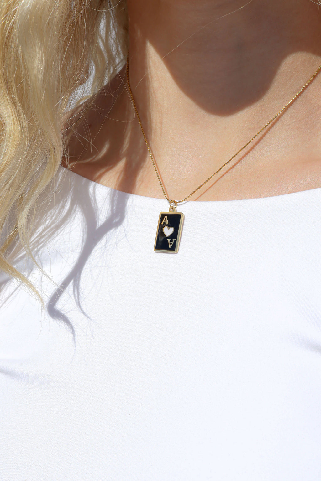 Ace of Hearts Pendant – 18K Gold Playing Card Charm | Waterproof Stainless Steel Jewelry
