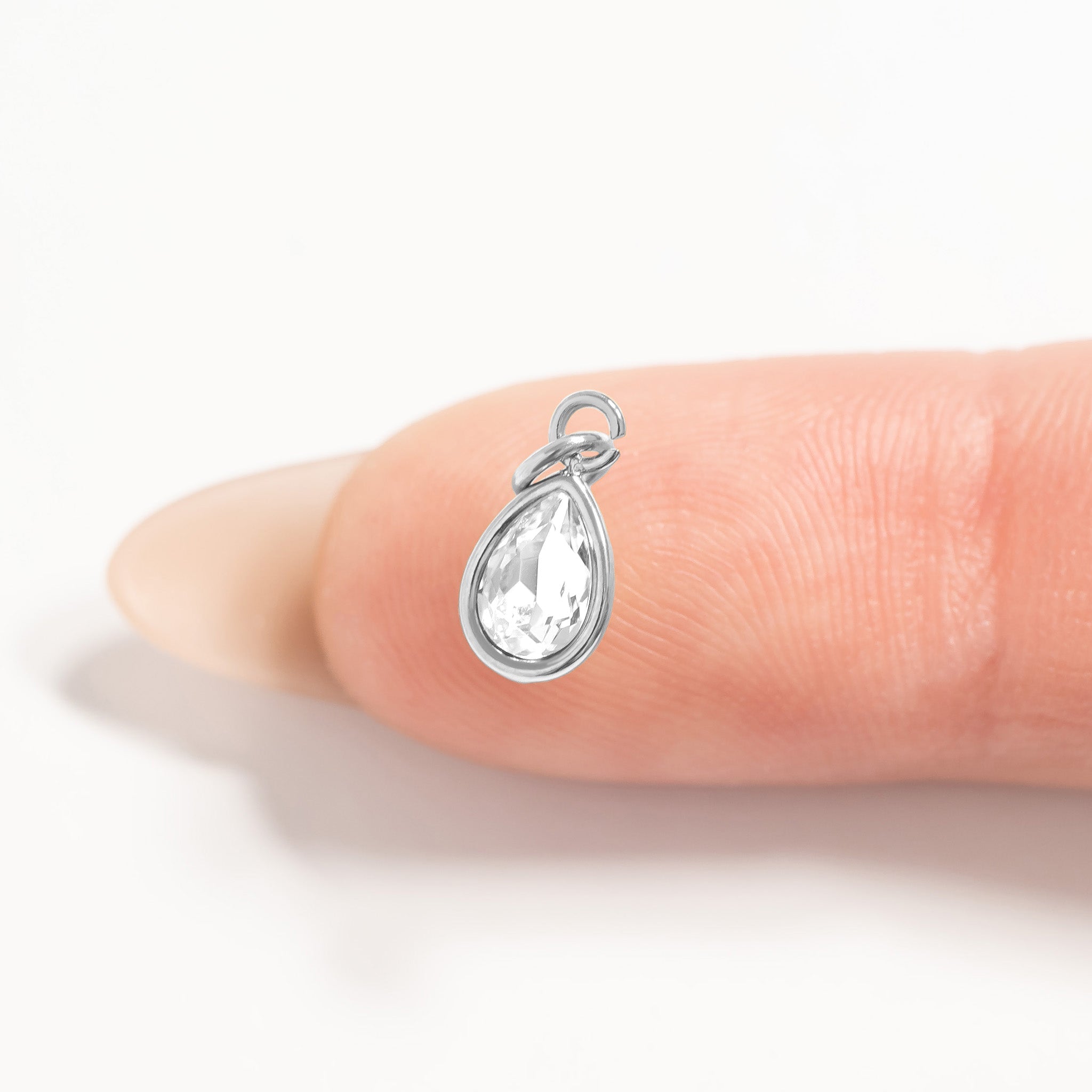 Birthstone Charm – Gold Plated Stainless Steel Teardrop Pendant | Hypoallergenic Jewelry Gift