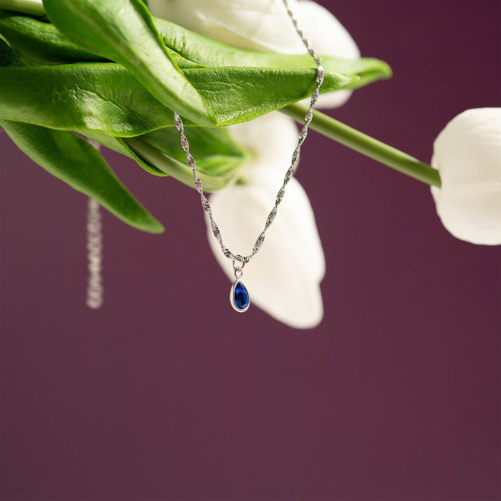 Birthstone Charm – Gold Plated Stainless Steel Teardrop Pendant | Hypoallergenic Jewelry Gift