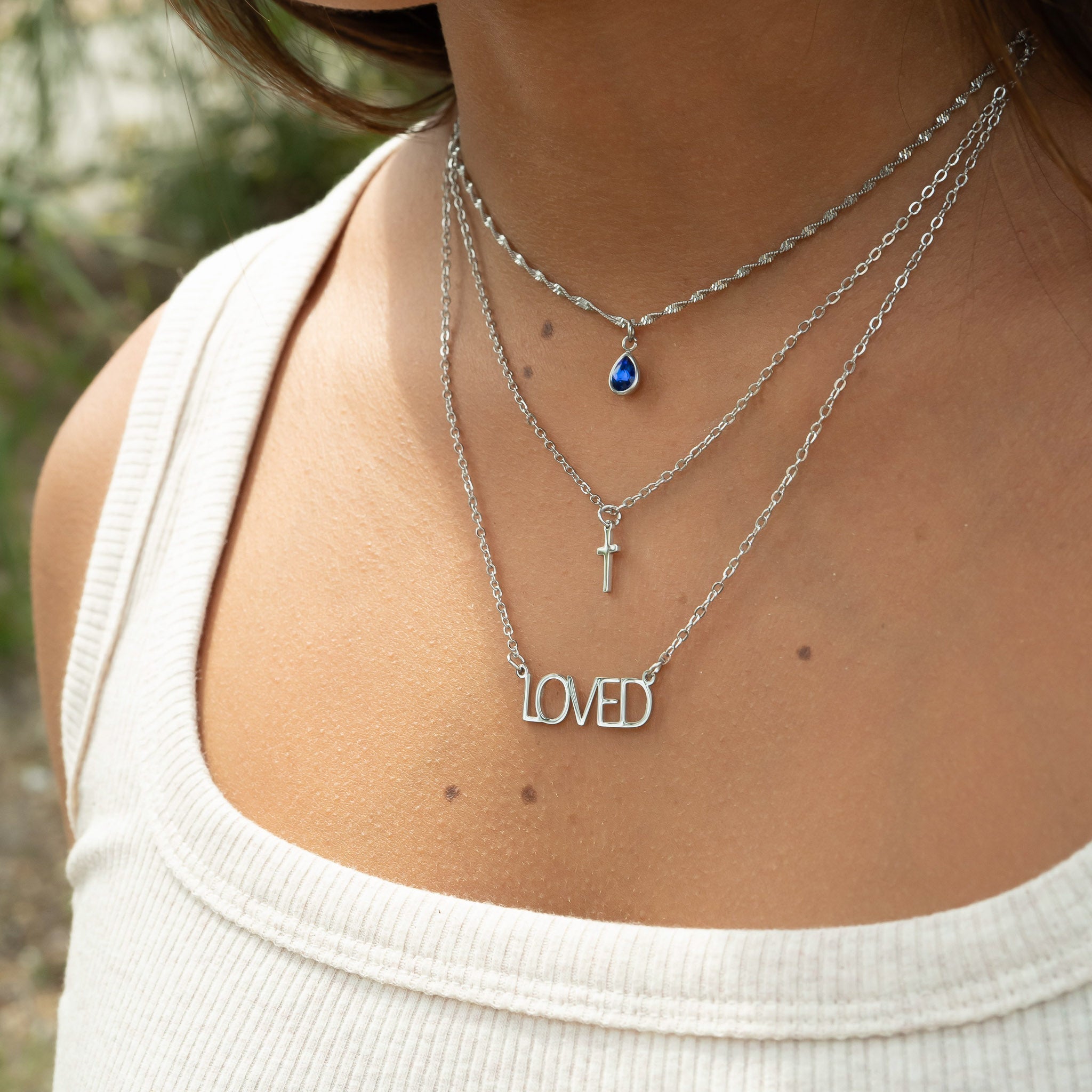 Stainless Steel Teardrop Birthstone Charm