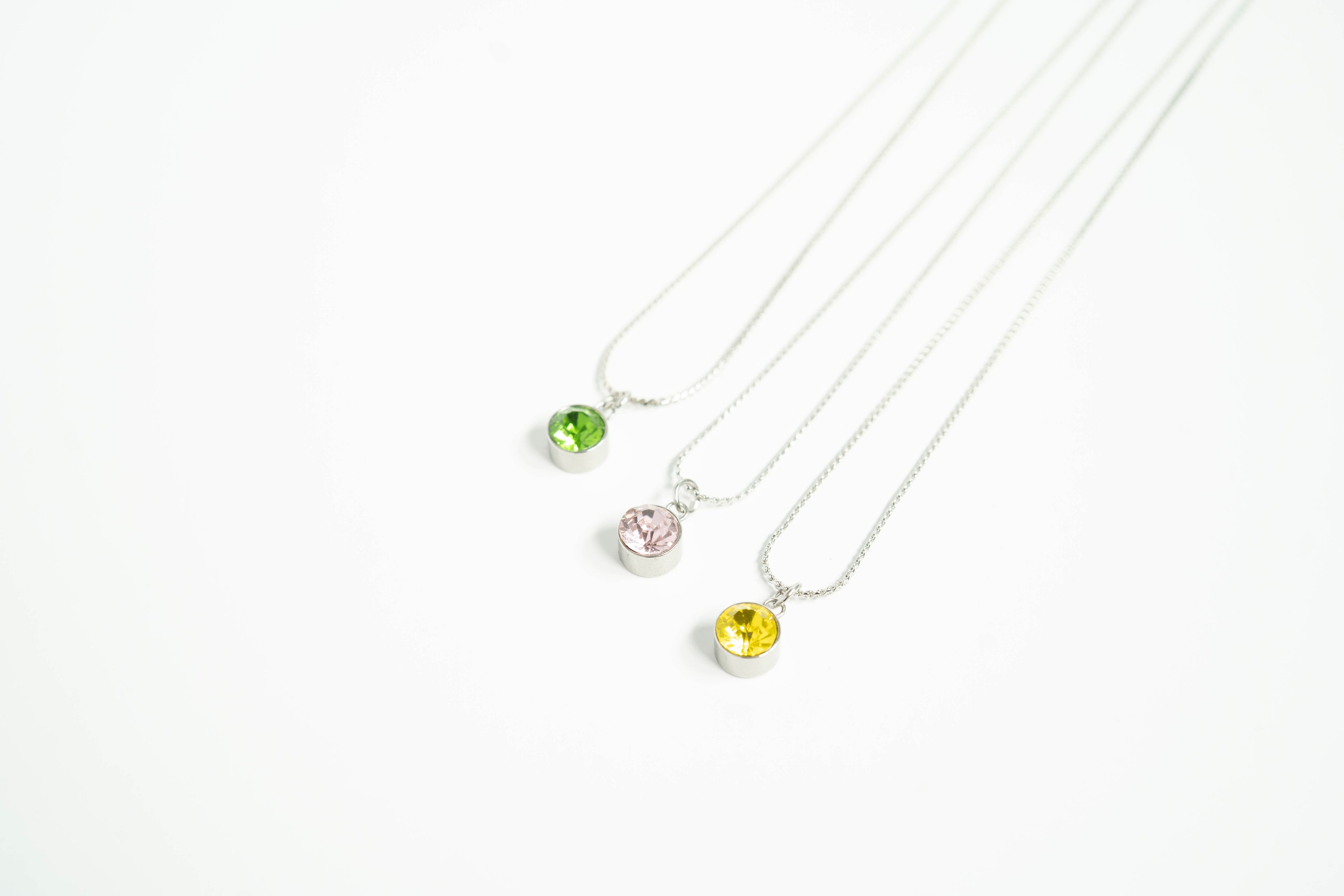 Birthstone Charm – 8mm Gold Plated Stainless Steel Round Gemstone Pendant