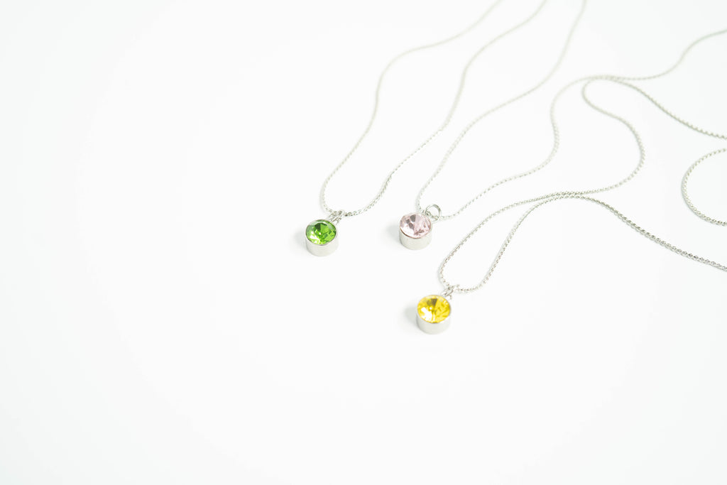 Birthstone Charm – 8mm Gold Plated Stainless Steel Round Gemstone Pendant
