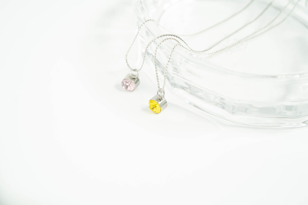 Birthstone Charm – 8mm Gold Plated Stainless Steel Round Gemstone Pendant