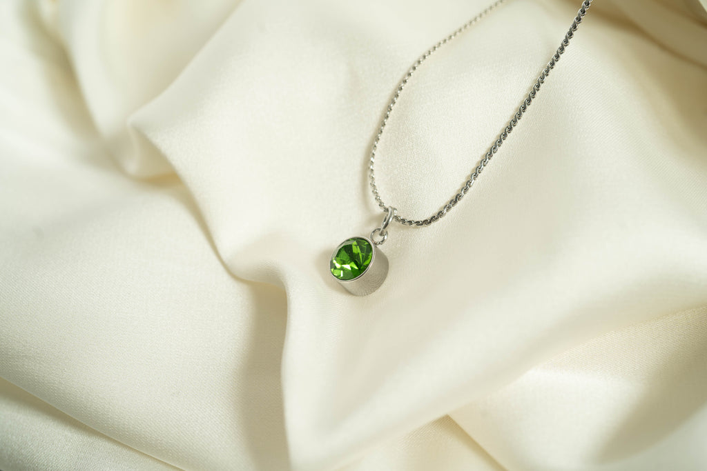 Birthstone Charm – 8mm Gold Plated Stainless Steel Round Gemstone Pendant
