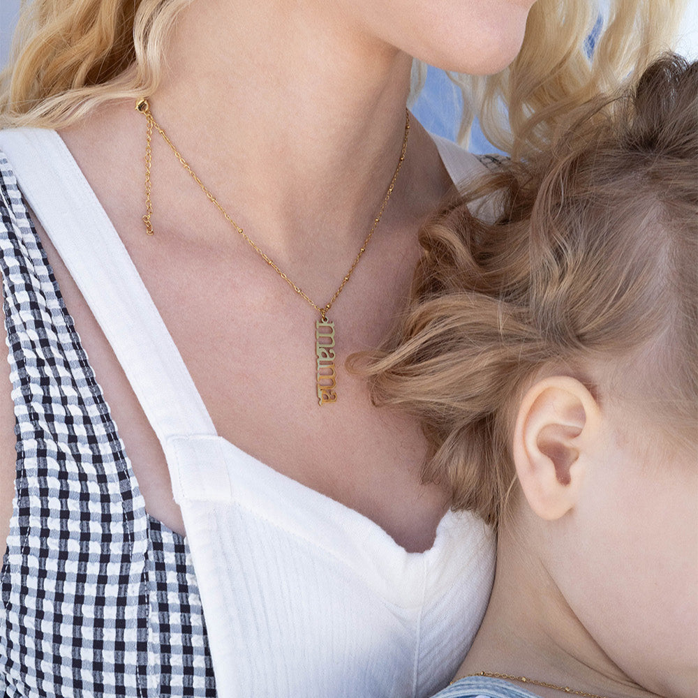 Mama Charm 18K Gold Pendant – Hypoallergenic Stainless Steel Heart Jewelry