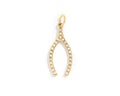 18K Gold Wishbone Charm – Stainless Steel Rhinestone Pendant for Everyday Wear
