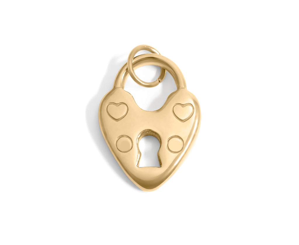 Vintage Heart Charm 18K Gold Stainless Steel Lock Pendant – Hypoallergenic Jewelry