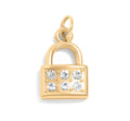Gold Padlock Charm – 18K Gold Jewelry Stainless Steel Pendant With Stone
