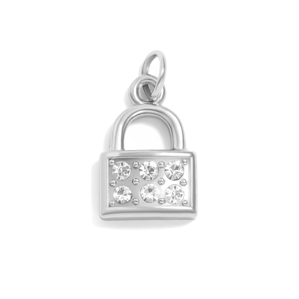 Gold Padlock Charm – 18K Gold Jewelry Stainless Steel Pendant With Stone