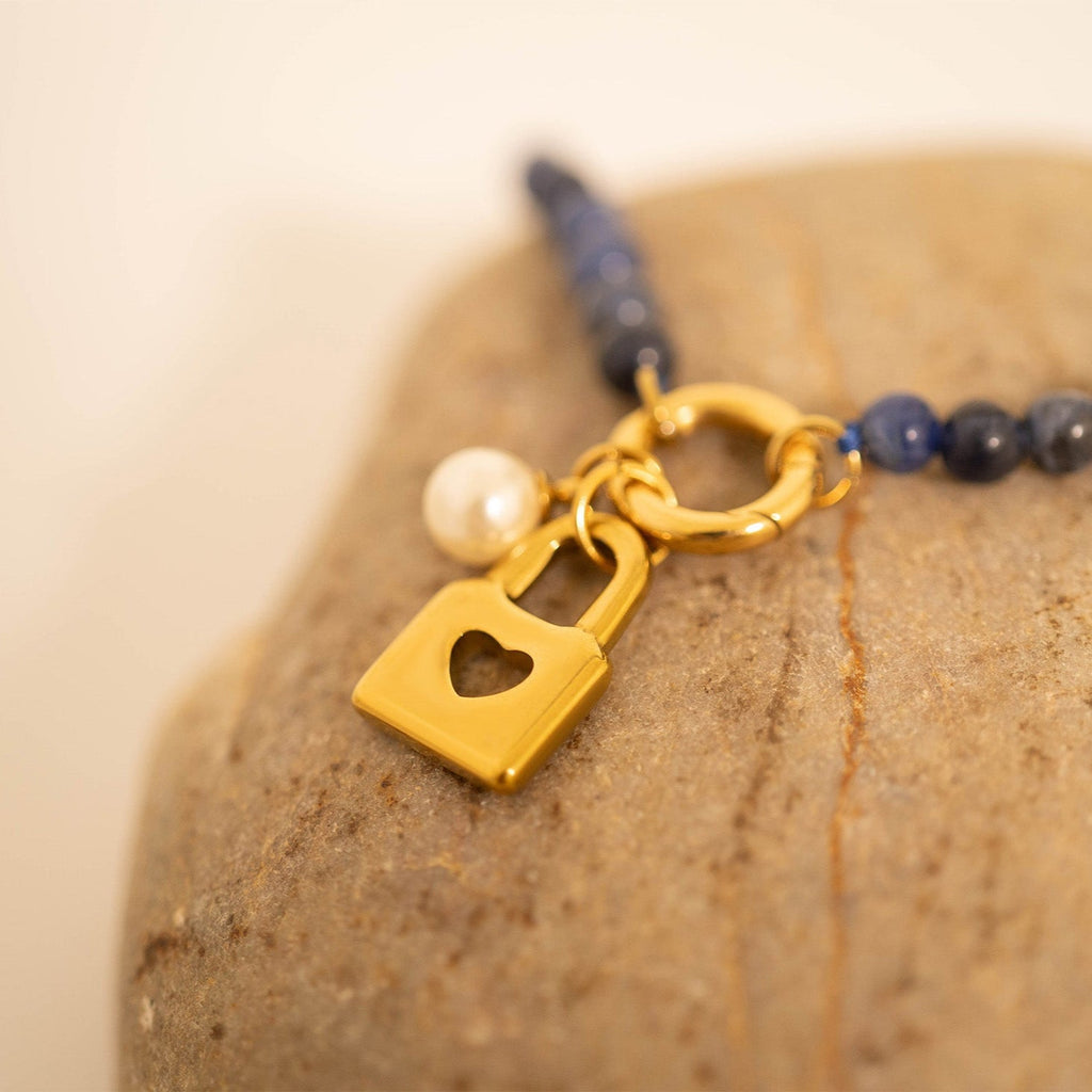 18K Gold Padlock Charm – Stainless Steel Heart Pendant With Gold PVD Coating