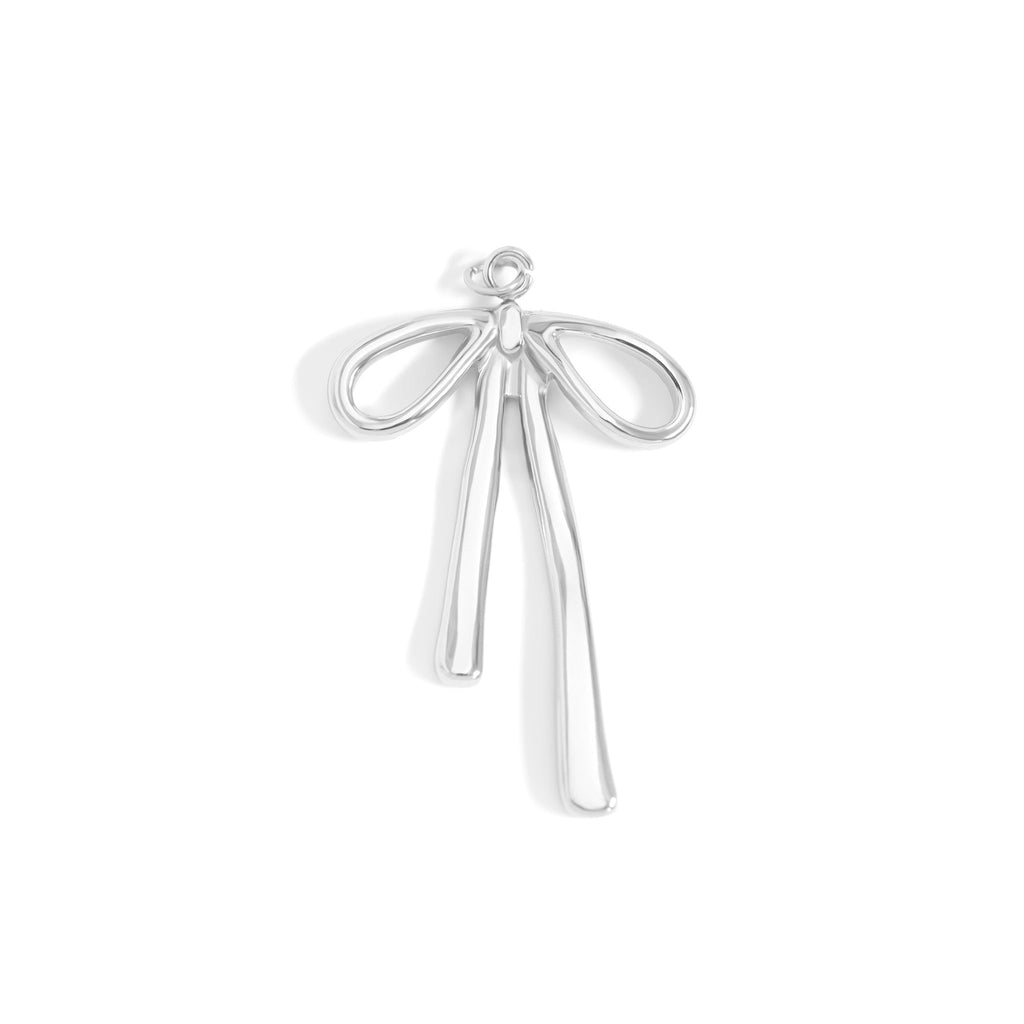 Gold Bow Charm – 18K Gold PVD Stainless Steel Long Bow Pendant | Hypoallergenic Jewelry