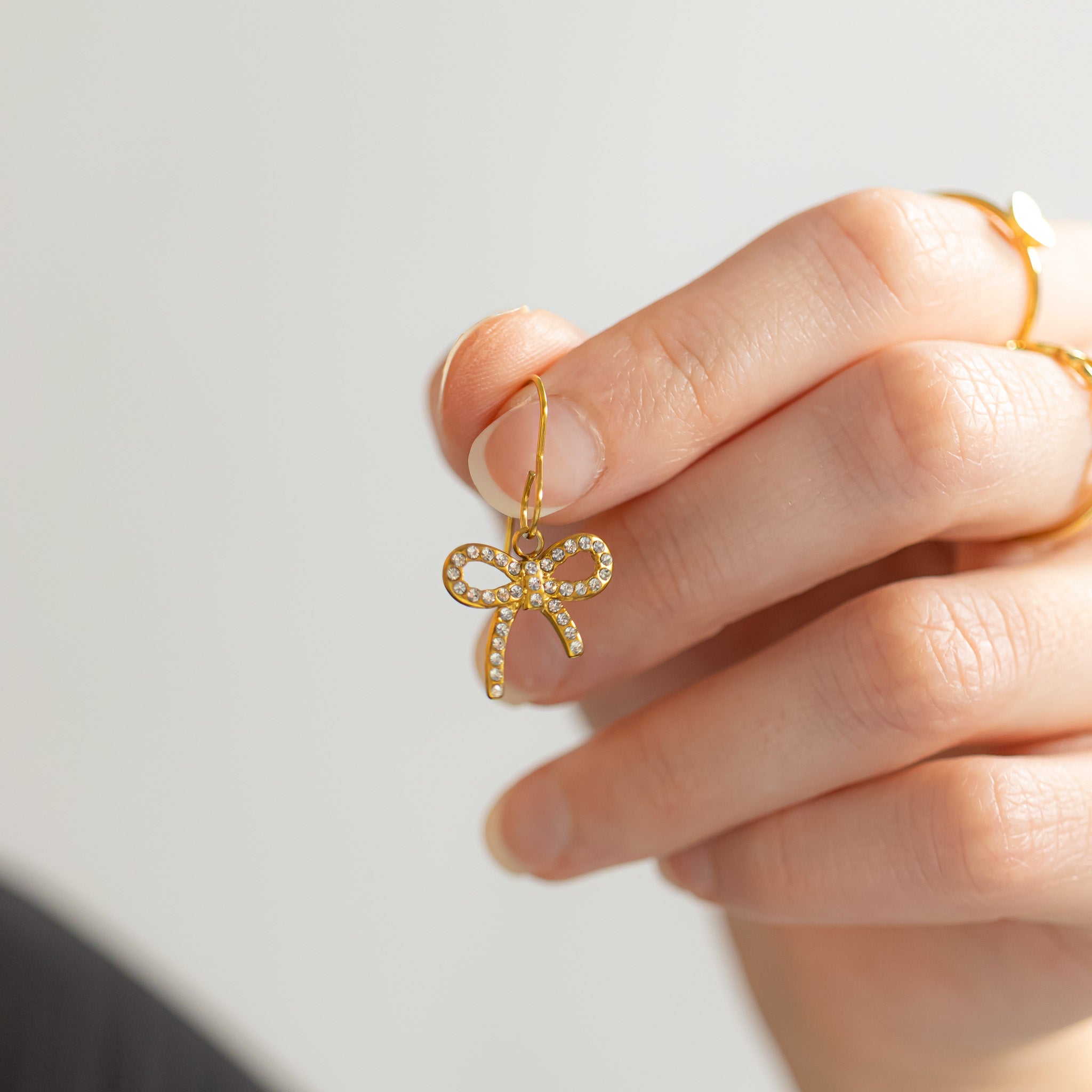 Stainless Steel Bow Charm – Sparkling Rhinestone Bracelet Pendant | Hypoallergenic Jewelry Gift